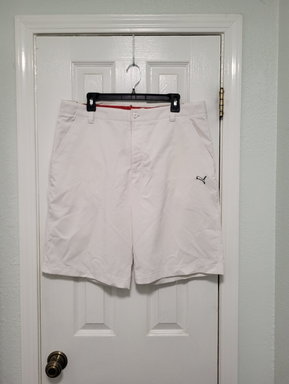 Puma Men’s White DryCell Athletic Golf Shorts with Logo, 36 Waist 11" Inseam